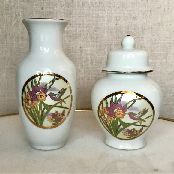 Mini Rose Vase and Ginger Jar Set ~ Japanese Fine China - Picture 8 of 11